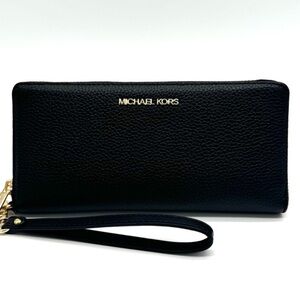 Michael Kors Large Continental Wallet Wristlet Black/Gold